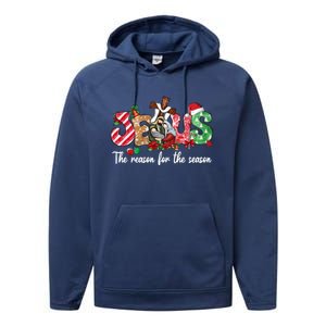 Christmas Jesus Is The Reason For The Season Jesus Pajamas Cute Gift Performance Fleece Hoodie