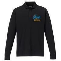 Christianity Jesus Is The Answer Jesus Performance Long Sleeve Polo