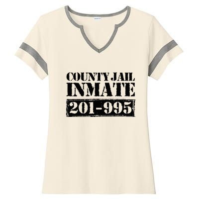 County Jail Inmate Number Halloween Costume Party Ladies Halftime Notch Neck Tee