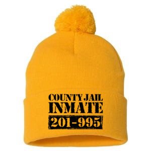 County Jail Inmate Number Halloween Costume Party Pom Pom 12in Knit Beanie