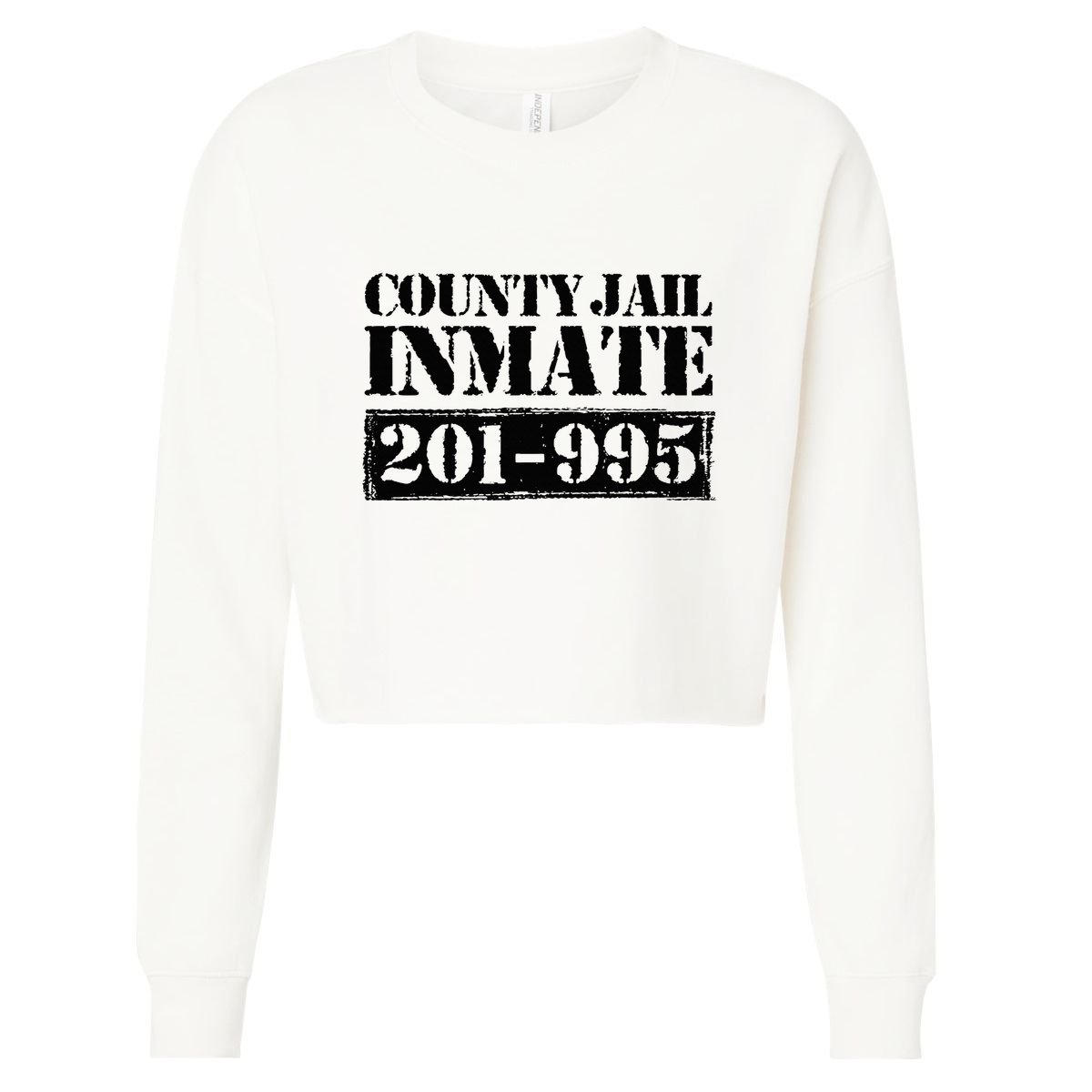 County Jail Inmate Number Halloween Costume Party Cropped Pullover Crew