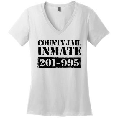 County Jail Inmate Number Halloween Costume Party Women's V-Neck T-Shirt