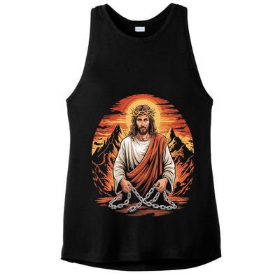 Christian Jesus Is My Rock Biblical Ladies PosiCharge Tri-Blend Wicking Tank