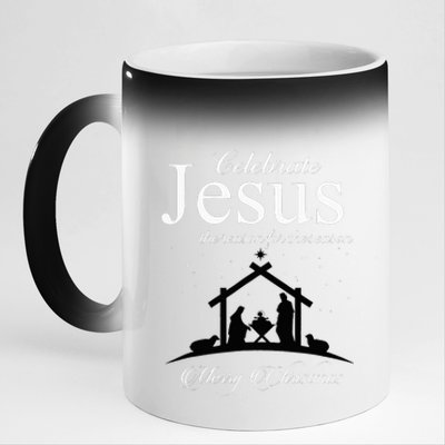 Celebrate Jesus Is The Reason For The Season Christmas 11oz Black Color Changing Mug