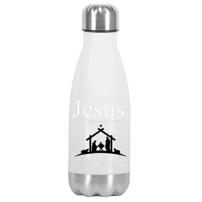 Celebrate Jesus Is The Reason For The Season Christmas Stainless Steel Insulated Water Bottle