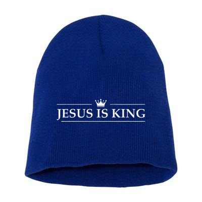 Christian Jesus Is King Design Crown Short Acrylic Beanie