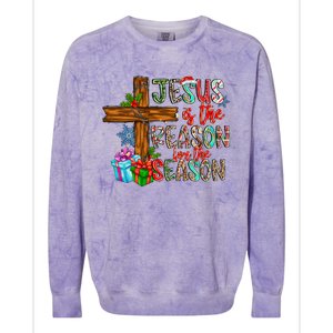 Christmas Jesus Is The Reason For The Season Jesus Pajamas Great Gift Colorblast Crewneck Sweatshirt