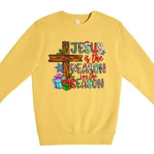 Christmas Jesus Is The Reason For The Season Jesus Pajamas Great Gift Premium Crewneck Sweatshirt