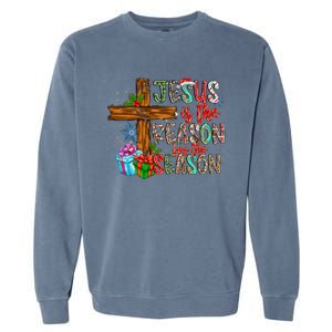 Christmas Jesus Is The Reason For The Season Jesus Pajamas Great Gift Garment-Dyed Sweatshirt