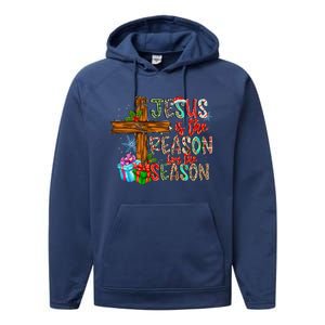 Christmas Jesus Is The Reason For The Season Jesus Pajamas Great Gift Performance Fleece Hoodie