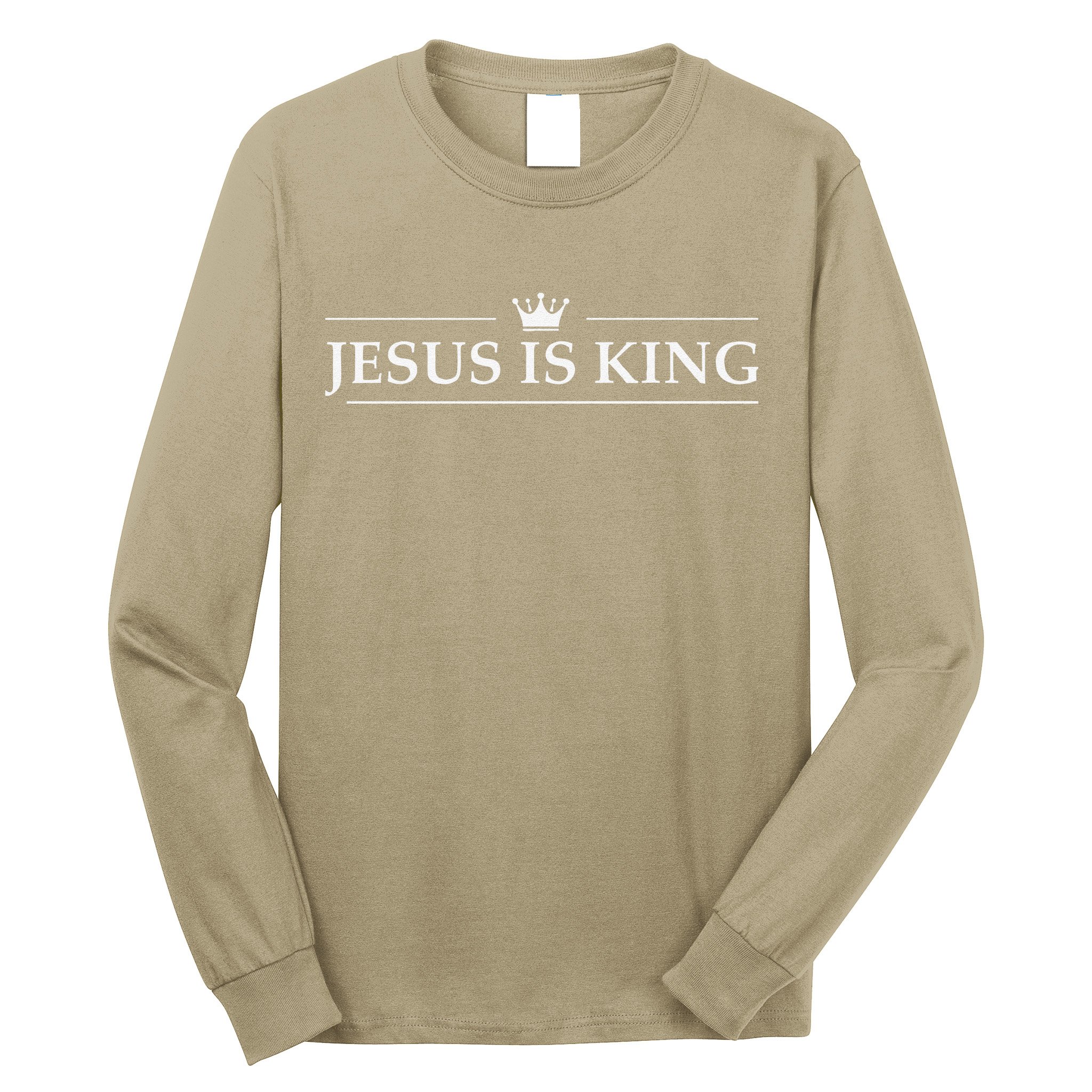 Christian Jesus Is King Design Crown Long Sleeve Shirt