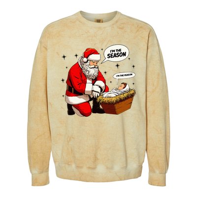 Christmas Jesus Is The Reason For The Season Christian Santa Colorblast Crewneck Sweatshirt