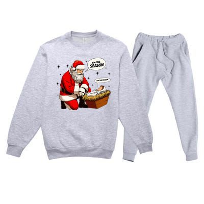 Christmas Jesus Is The Reason For The Season Christian Santa Premium Crewneck Sweatsuit Set