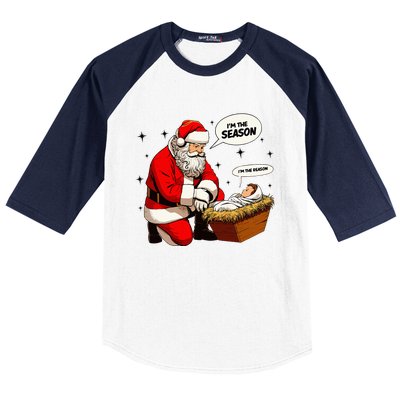 Christmas Jesus Is The Reason For The Season Christian Santa Baseball Sleeve Shirt