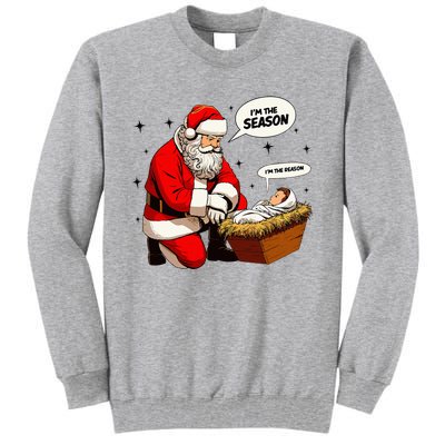 Christmas Jesus Is The Reason For The Season Christian Santa Tall Sweatshirt