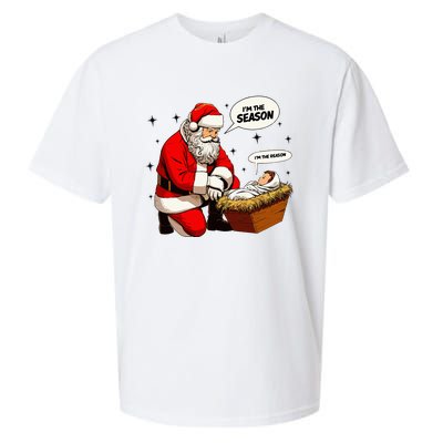 Christmas Jesus Is The Reason For The Season Christian Santa Sueded Cloud Jersey T-Shirt