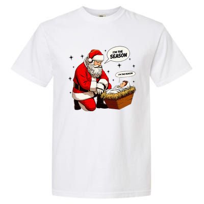 Christmas Jesus Is The Reason For The Season Christian Santa Garment-Dyed Heavyweight T-Shirt