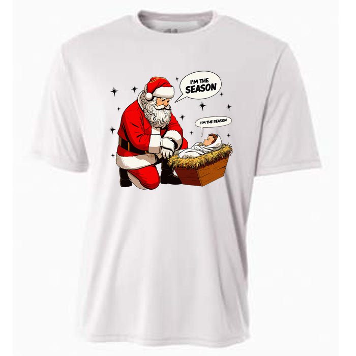 Christmas Jesus Is The Reason For The Season Christian Santa Cooling Performance Crew T-Shirt