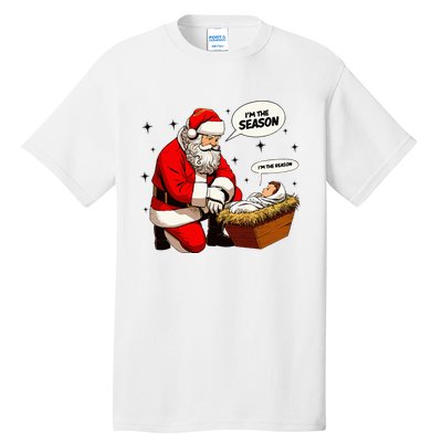 Christmas Jesus Is The Reason For The Season Christian Santa Tall T-Shirt