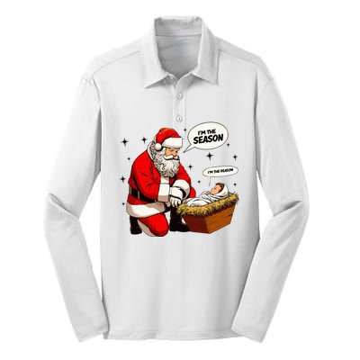 Christmas Jesus Is The Reason For The Season Christian Santa Silk Touch Performance Long Sleeve Polo