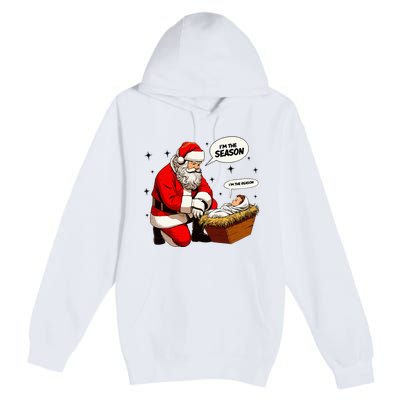 Christmas Jesus Is The Reason For The Season Christian Santa Premium Pullover Hoodie