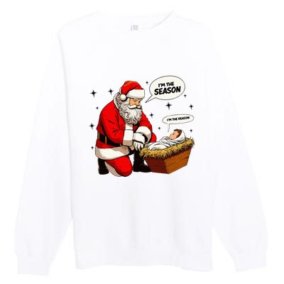 Christmas Jesus Is The Reason For The Season Christian Santa Premium Crewneck Sweatshirt