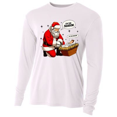 Christmas Jesus Is The Reason For The Season Christian Santa Cooling Performance Long Sleeve Crew