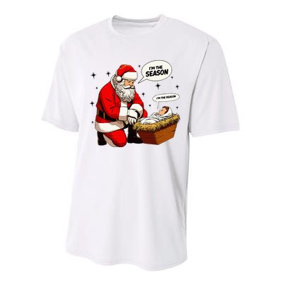 Christmas Jesus Is The Reason For The Season Christian Santa Performance Sprint T-Shirt