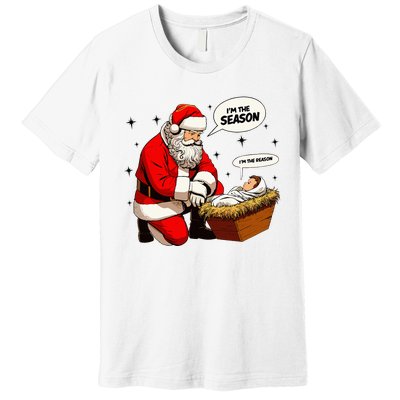 Christmas Jesus Is The Reason For The Season Christian Santa Premium T-Shirt