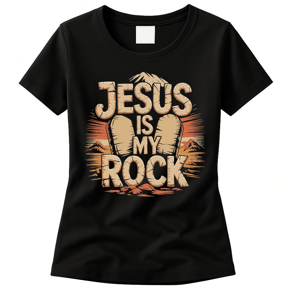 Christian Jesus Is My Rock Bible Verse Biblical Womens T-Shirt