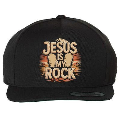 Christian Jesus Is My Rock Bible Verse Biblical Wool Snapback Cap