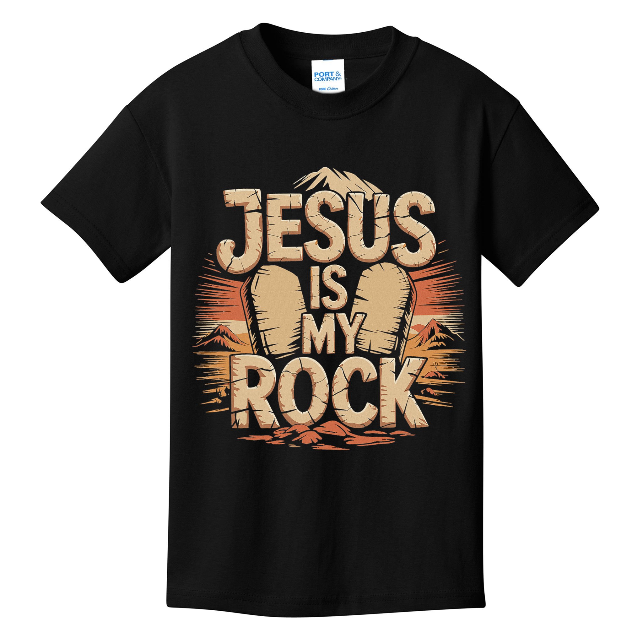 Christian Jesus Is My Rock Bible Verse Biblical Kids T-Shirt