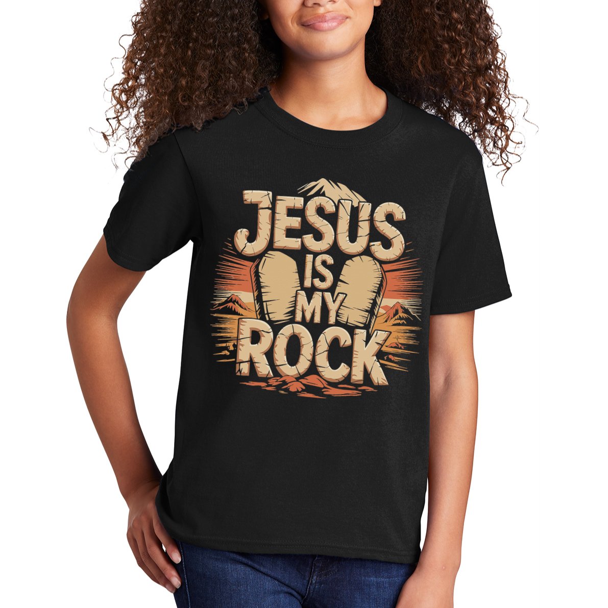 Christian Jesus Is My Rock Bible Verse Biblical Kids T-Shirt