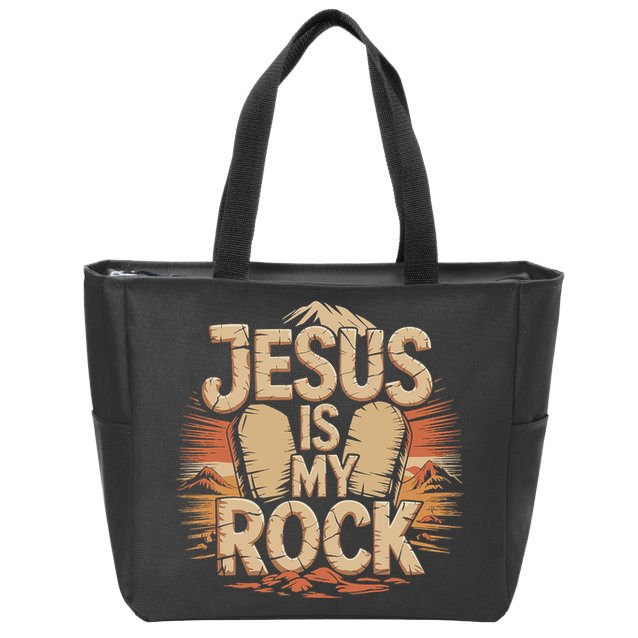 Christian Jesus Is My Rock Bible Verse Biblical Zip Tote Bag
