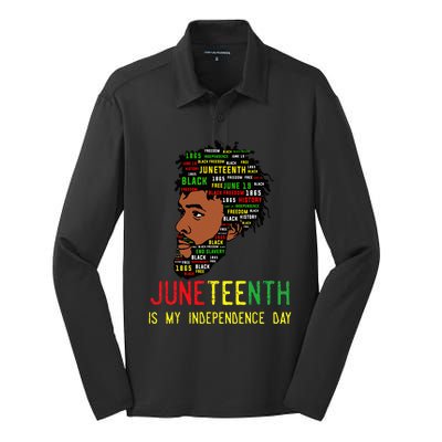 Celebrate Juneteenth Independence Day Black Fathers Day Silk Touch Performance Long Sleeve Polo