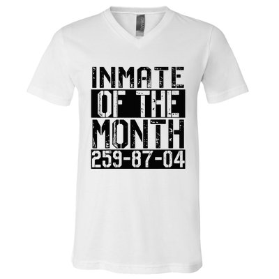 County Jail Inmate Of The Month Prisoner Costume Halloween V-Neck T-Shirt