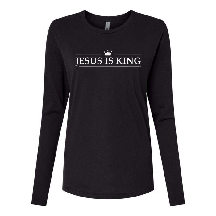 Christian Jesus Is King Design Crown Womens Cotton Relaxed Long Sleeve T-Shirt