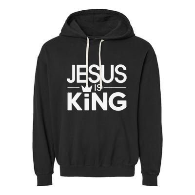 Christian Jesus Is King Design Crown Garment-Dyed Fleece Hoodie