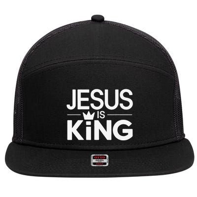 Christian Jesus Is King Design Crown 7 Panel Mesh Trucker Snapback Hat