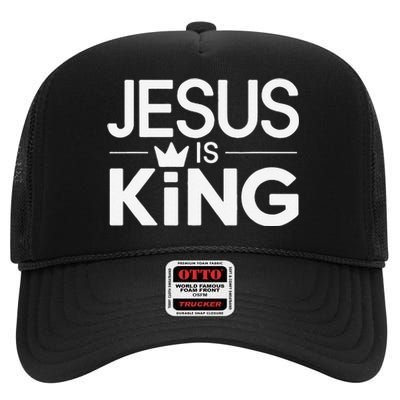 Christian Jesus Is King Design Crown High Crown Mesh Back Trucker Hat