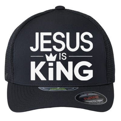 Christian Jesus Is King Design Crown Flexfit Unipanel Trucker Cap