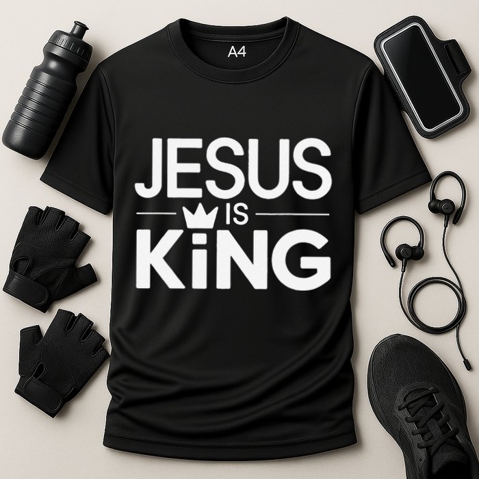 Christian Jesus Is King Design Crown Cooling Performance Crew T-Shirt