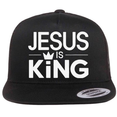 Christian Jesus Is King Design Crown Flat Bill Trucker Hat