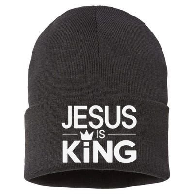 Christian Jesus Is King Design Crown Sustainable Knit Beanie