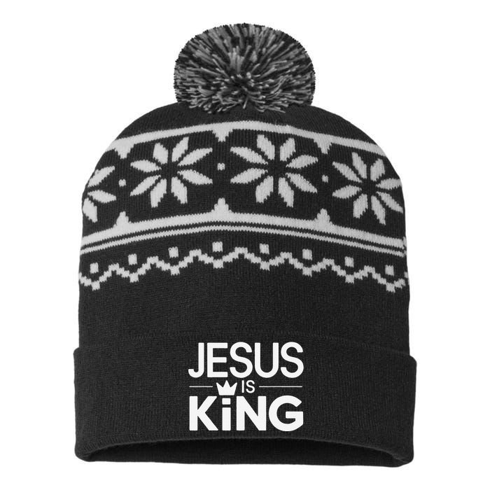 Christian Jesus Is King Design Crown USA-Made Snowflake Beanie