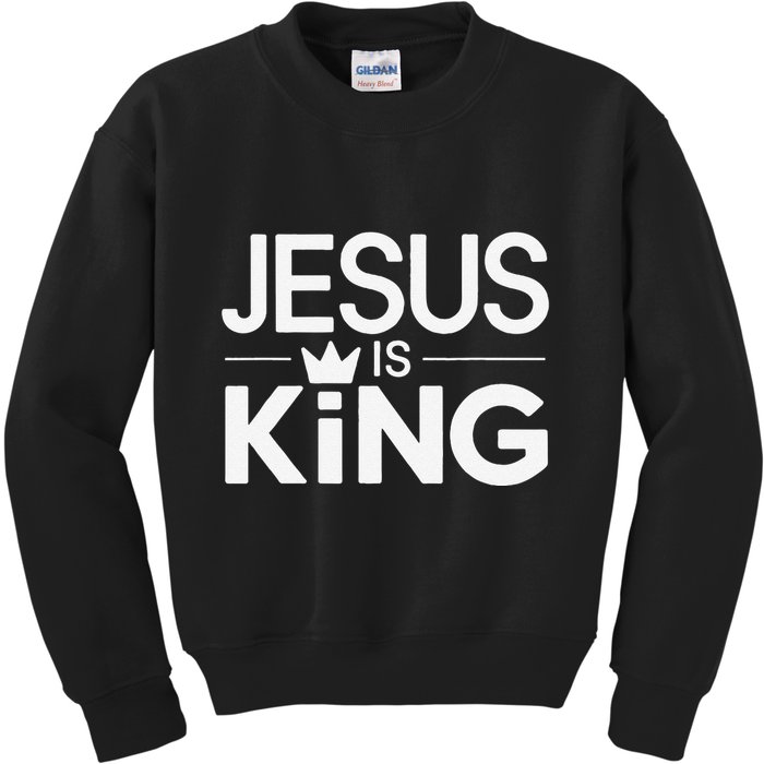 Christian Jesus Is King Design Crown Kids Sweatshirt