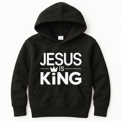 Christian Jesus Is King Design Crown Kids Hoodie