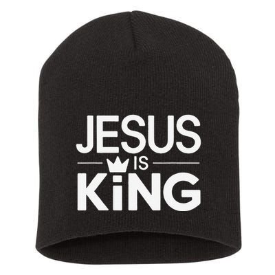 Christian Jesus Is King Design Crown Short Acrylic Beanie