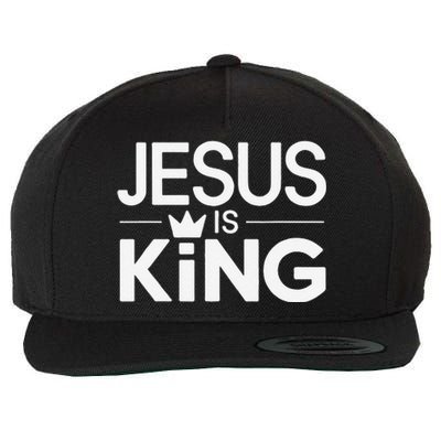 Christian Jesus Is King Design Crown Wool Snapback Cap