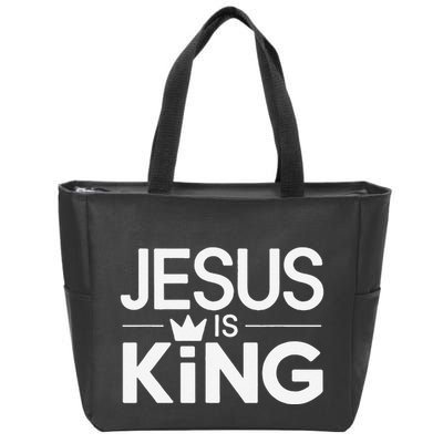 Christian Jesus Is King Design Crown Zip Tote Bag